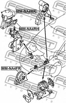 Купить запчасть FEBEST - MM-NA4FR Опора двигателя передняя MITSUBISHI GRANDIS NA4W/NA8W 2003-2009 MM-NA4FR