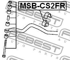 Купить запчасть Febest - MSBCS2FR Втулка стабилизатора  перед прав/лев MITSUBISHI LANCER/LANCER CEDIA CS/CT# 2000.03-2009.08 [JPN]/D=22 ММ