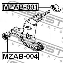 Купить FEBEST - MZAB004 Сайлентблок передний рычага подвески  перед прав/лев MAZDA 626 GE 1991-1997