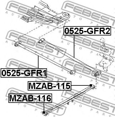 Купить запчасть Febest - MZAB115 Сайлентблок продольной тяги зад прав/лев MAZDA 323 BJ 1998-2004
