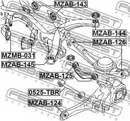 Купить запчасть FEBEST - MZAB-126 Сайлентблок задн подвески MAZDA CX-9 TB 2007-2013, MPV LY 2006- MZAB-126