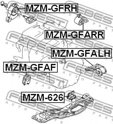 Купить запчасть Febest - MZMGFARR Подушка двигателя АТ зад прав/лев MAZDA 626 GF 1997-2002