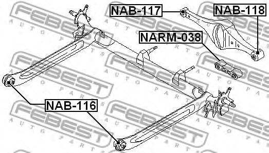 Купить запчасть Febest - NAB116 Сайлентблок балки моста зад прав/лев NISSAN MAXIMA CA33 2000.01-2006.01 [EL]