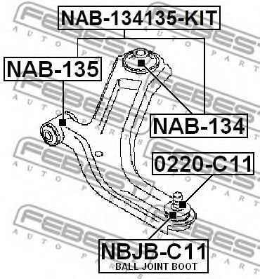 Купить запчасть FEBEST - NAB-134135-KIT Сайлентблоки рычага NISSAN NOTE, MICRA K12 (компл-2шт) NAB-134135-KIT