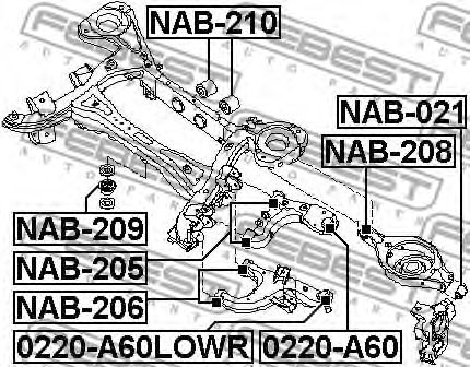 Купить запчасть Febest - NAB206 Сайлентблок нижнего рычага подвески зад прав/лев NISSAN ARMADA TA60 2003.08- [US]