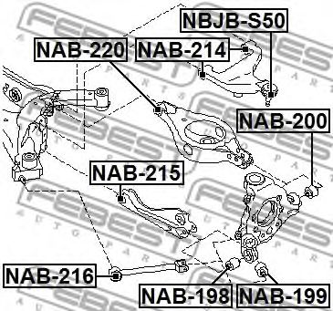 Купить запчасть Febest - NAB215 Сайлентблок тяги зад прав/лев NISSAN FX45/35 S50 2003.03-2008.06 [GL]