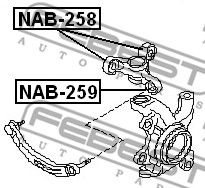 Купить запчасть FEBEST - NAB259 Сайлентблок поворотного кулака  перед прав/лев NISSAN PRIMERA P12E 2002.01-2007.05 [EL]