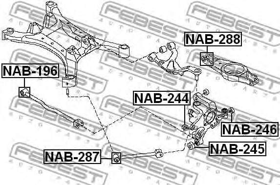 Купить запчасть Febest - NAB288 Сайлентблок поперечного рычага подвески зад прав/лев NISSAN TEANA RUS MAKE J32R 2009.06-2013.12 [EL]