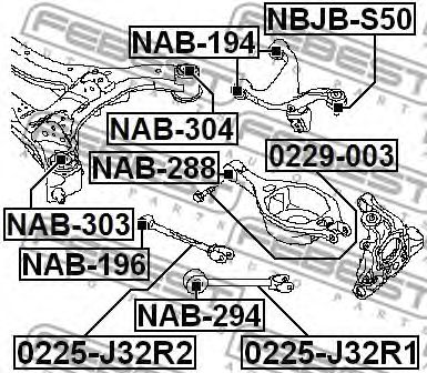 Купить запчасть Febest - NAB303 Сайлентблок балки моста зад прав/лев NISSAN 350Z Z33 2002.06-2008.10 [US]