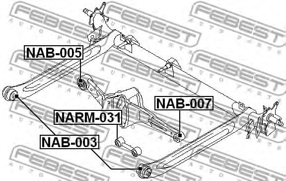 Купить запчасть Febest - NARM031 Тяга подвески поперечная  зад прав/лев NISSAN PRIMERA P11E 1996.06-2002.01 [EL]