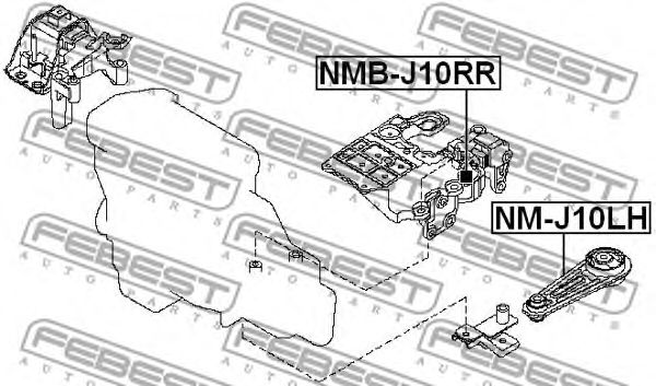 Купить запчасть Febest - NMJ10LH Подушка двигателя  перед лев NISSAN QASHQAI J10E 2006.12-2013.12 [EL]