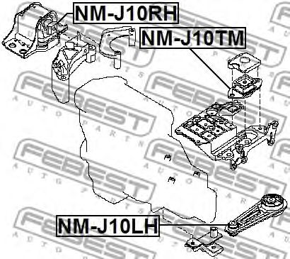 Купить запчасть FEBEST - NM-J10TM Опора КПП NISSAN QASHQAI J10E 2006.12-2013.12 NM-J10TM