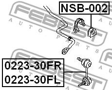 Купить запчасть Febest - NSB002 Втулка стабилизатора  перед прав/лев NISSAN X-TRAIL T30 2004.03-2006.12 [CA]/D=25 ММ