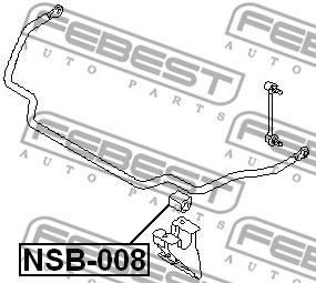 Купить запчасть Febest - NSB008 Втулка стабилизатора  перед прав/лев NISSAN TERRANO R50 1995.09-2002.08 [JP]/D=27 ММ