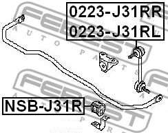 Купить запчасть Febest - NSBJ31R Втулка стабилизатора  зад прав/лев NISSAN TEANA J31 2006.04-2008.02 [EL]/D=26 ММ