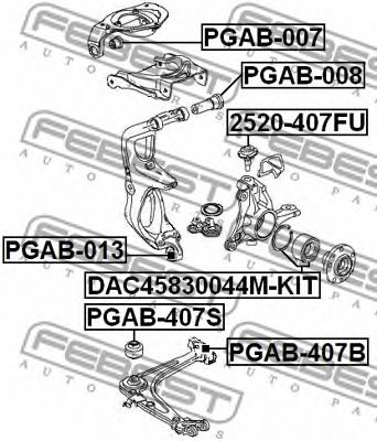 Купить запчасть FEBEST - PGAB-007 Сайлентблок передн верхн рычага CITROEN C5 2008- PGAB-007