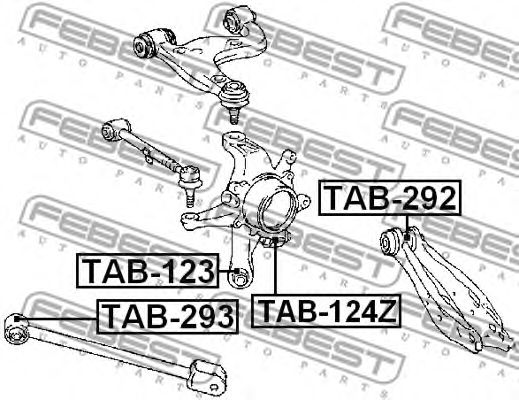 Купить запчасть Febest - TAB124Z Сайлентблок цапфы плавающий зад прав/лев TOYOTA LAND CRUISER PRADO GDJ150/GRJ150/KDJ150/LJ150/TRJ15# 2009.08- [GR]