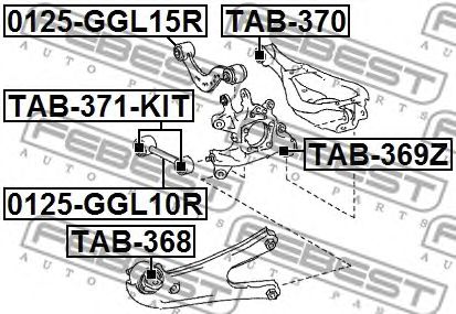Купить запчасть Febest - TAB368 Сайлентблок рычага подвески зад прав/лев TOYOTA HIGHLANDER (NAP) ASU50/GSU5#/GVU58 2013.12- [US]