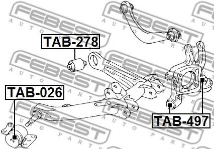 Купить запчасть FEBEST - TAB497 Сайлентблок цапфы зад прав/лев TOYOTA CELICA ZZT23# 1999.08-2005.07 [EU]