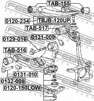 Купить запчасть FEBEST - TAB-517 Сайлентблок нижн рычага задний TOYOTA LAND CRUISER PRADO 150 TAB-517