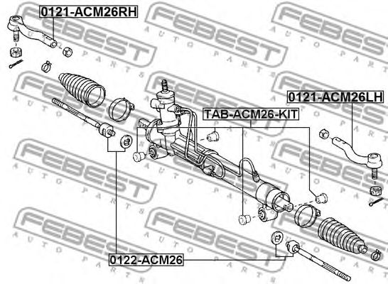 Купить запчасть Febest - TABACM26KIT Сайлентблок рулевой рейки (комплект) TOYOTA IPSUM ACM2# 2001.05-2009.12 [JP]