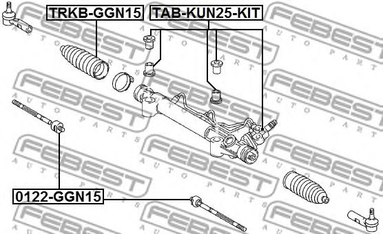 Купить запчасть Febest - TABKUN25KIT Сайлентблок рулевой рейки (комплект) TOYOTA HILUX GGN15/25/35/KUN1#/2#/3#/LAN15/25/35/TGN1#/26/36 2004.08-2012.04 [US]