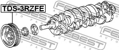 Купить запчасть Febest - TDS3RZFE Шкив коленвала 3RZFE TOYOTA LAND CRUISER PRADO GRJ12#/KDJ12#/RZJ12#/TRJ12#/VZJ12# 2002.09-2009.08 [JP]