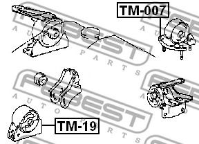 Купить запчасть Febest - TM007 Подушка двигателя зад прав/лев TOYOTA COROLLA SED/CP/WG AE10#/CE100/EE10# 1991.08-2001.11 [GR]