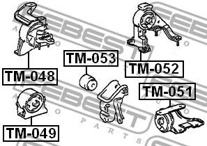 Купить запчасть Febest - TM052 Подушка двигателя 3SFE зад прав/лев TOYOTA CALDINA AT191/CT19#/ET196/ST19# 1992.11-2002.06 [JP]