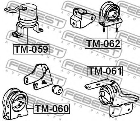 Купить запчасть Febest - TM062 Подушка двигателя зад прав/лев TOYOTA CALDINA AT191/CT19#/ET196/ST19# 1992.11-2002.06 [JP]