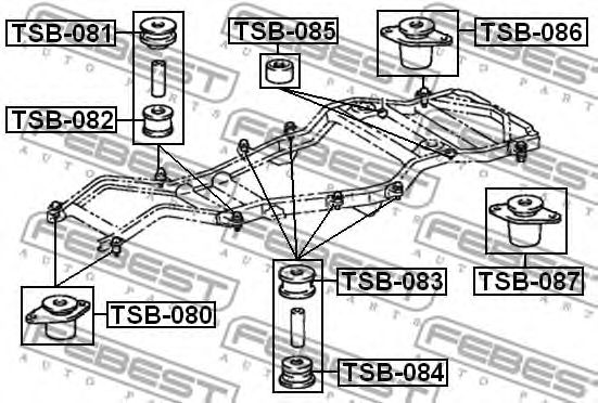 Купить запчасть Febest - TSB087 Подушка рамы TOYOTA LAND CRUISER FJ80/HDJ80/HZJ80/FZJ80 1990.01-2006.12 [GR]