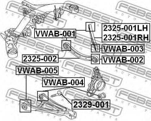 Купить запчасть FEBEST - VWAB003 Сайлентблок тяги зад прав/лев AUDI Q7 2006-2015