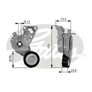 Купить запчасть Gates - T38148 Ролик натяжной приводного ремня AUDI A3 12/96>, TT 10/98-06/06, SKODA Octavia 06/98>, VW