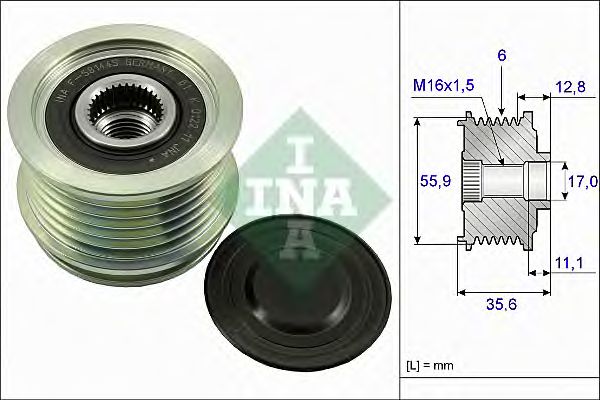 Купить запчасть INA - 535004110 Шкив генератора AUDI A4 (B6, B7), VW PASSAT (3C, 36) 535004110