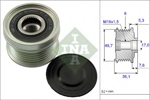 Купить запчасть INA - 535013410 Шкив генератора SSANGYONG REXTON, RODIUS, KYRON, ACTYON 2.0Xdi 535013410