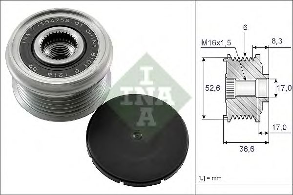 Купить запчасть INA - 535013710 Шкив генератора NISSAN TEANA II (J32) 2.5, X-TRAIL (T30, T31) 2.5 4x4 535013710