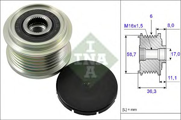 Купить запчасть INA - 535016010 Шкив генератора FORD TRANSIT 06-14, 13-, FIAT DUCATO (250) 535016010