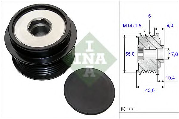 Купить запчасть INA - 535020810 Шкив генератора TOYOTA COROLLA (E15), AVENSIS (T27) 535020810
