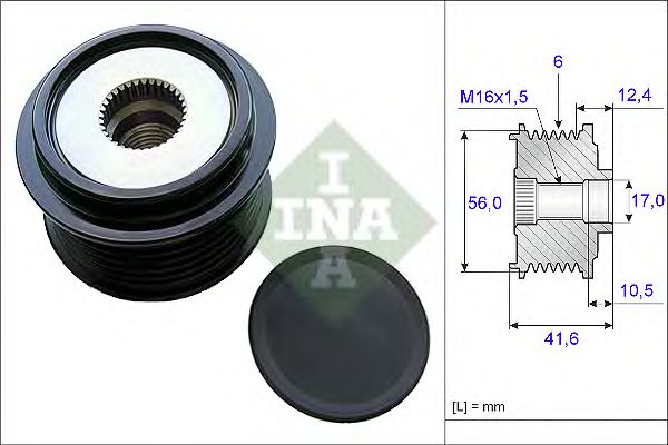 Купить INA - 535021010 Шкив генератора AUDI A4 (B8), A6 (C7), VW TRANSPORTER V-VI 535021010