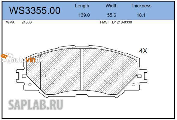 Купить запчасть JEENICE - WS335500 Колодки тормозные дисковые перед TOYOTA Auris 06>/Corolla (E14) 06>/Rav 4 06>/IQ 09>
