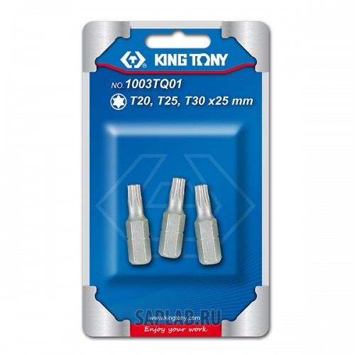 Купить запчасть KING TONY - 1003TQ01 Набор вставок (бит) 1/4", TORX, Т20, Т25, Т30, 3 предмета, KING TONY