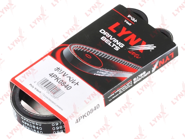 Купить запчасть LYNX - 4PK0840 Ремень поликлиновой подходит для AUDI A4/A6 1.9TD 01-05, BMW 3(E36) 1.8TD 95-00, CHEVROLET Aveo 1.2 08, FIAT Doblo 01/Marea 98/Punto 93 1.2, SUZUKI Baleno 1.3 95-02/Swift 1.3 01/Vitar 4PK0840