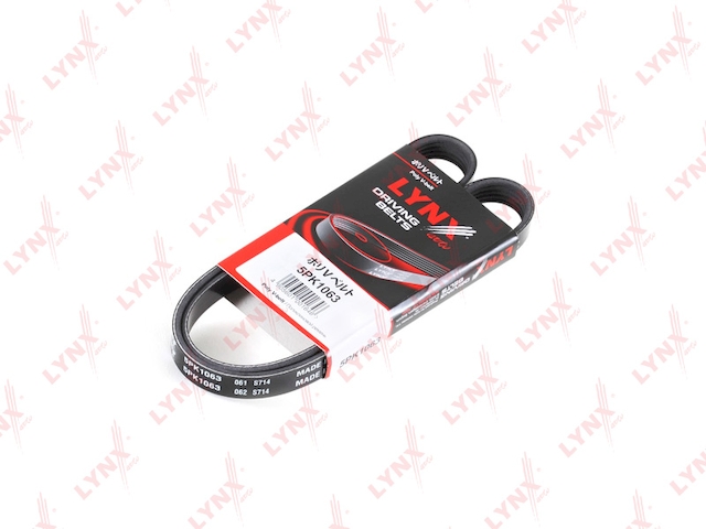 Купить запчасть LYNX - 5PK1063 Ремень поликлиновой подходит для AUDI TT 2.5T 09, FIAT Croma 1.9TD 96, MAZDA 626 1.8-2.2 97, MITSUBISHI Colt 1.3 00-05/ Lancer 1.3-1.6 03/Space Star 1.3 98, VW Jetta III 2.5T 06 5PK1063
