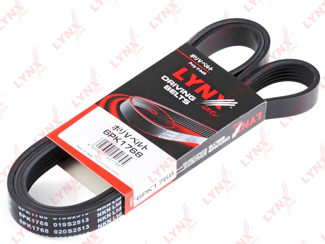 Купить запчасть LYNX - 6PK1768 Ремень поликлиновой подходит для FORD Fiesta 1.25-1.6 95-02 / Puma 1.4-1.6 97-02, TOYOTA Yaris 1.3 02-05, VW Transporter IV 2.5D 95-03 6PK1768
