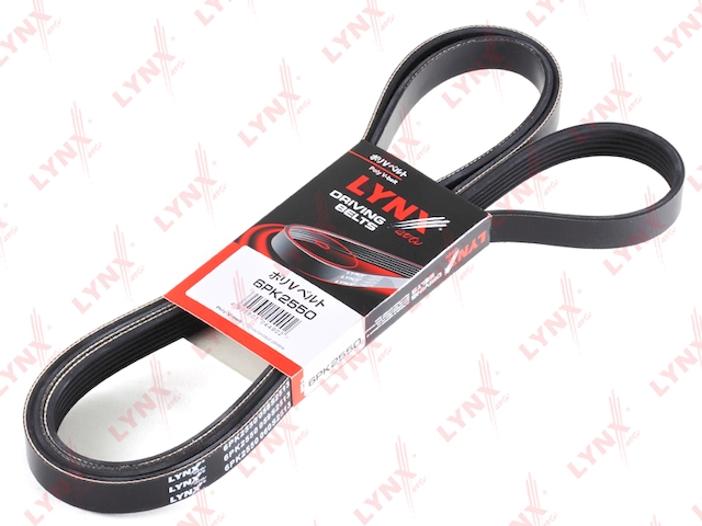 Купить запчасть LYNX - 6PK2550 Ремень поликлиновой подходит для DODGE Caliber 1.8-2.4T 06, JEEP Compass/Patriot 2.4 06, HYUNDAI Sonata 2.0-2.4 08, KIA Carens 2.0 06, SAAB 9000 2.0-2.3T 98 6PK2550