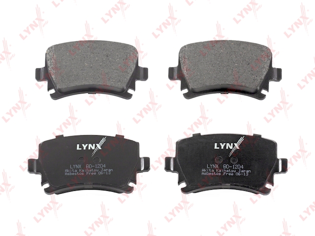 Купить запчасть LYNX - BD-1204 Колодки тормозные задние подходит для AUDI A3 03/A4 00/A6 04, SKODA Octavia/Superb, VW Caddy III/Golf V/Jetta/Passat(B6)/Touran 03 BD-1204