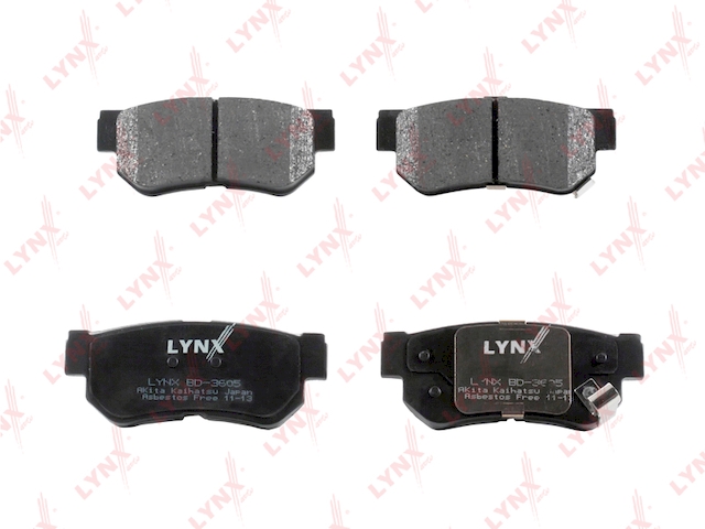 Купить запчасть LYNX - BD-3605 Колодки тормозные задние подходит для HYUNDAI Elantra 06/Sonata 98/Matrix 01/Getz 02/Santa Fe 01-06/Matrix 05/Tucson 04, KIA Magentis 01/Sportage 04 BD-3605