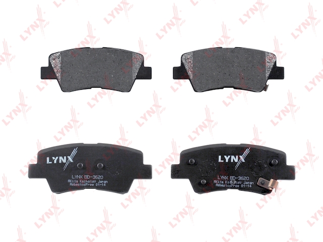 Купить запчасть LYNX - BD-3620 Колодки тормозные задние подходит для HYUNDAI Solaris 1.4-1.6 10 / i30 1.4-1.6 11 / i40 1.6-2.0 11, KIA RIO III 1.1D-1.6 11 / Optima 1.7D-2.0 12 BD-3620