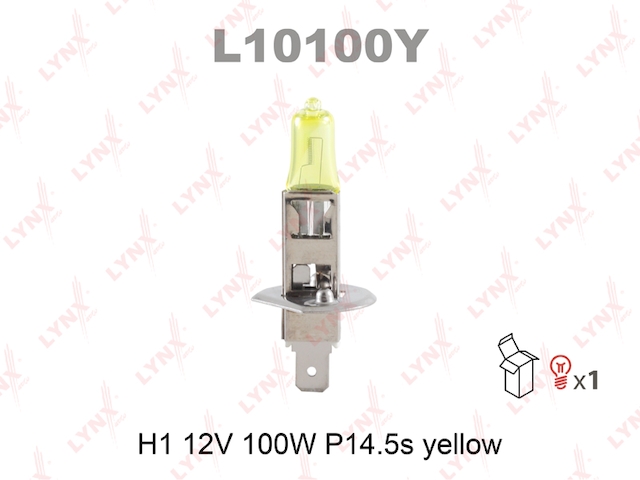 Купить запчасть LYNX - L10100Y Лампа галогеновая H1 12V100W P14.5S YELLOW L10100Y