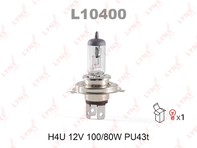 Купить запчасть LYNX - L10400 Лампа галогеновая H4U 12V 100/80W PU43T L10400